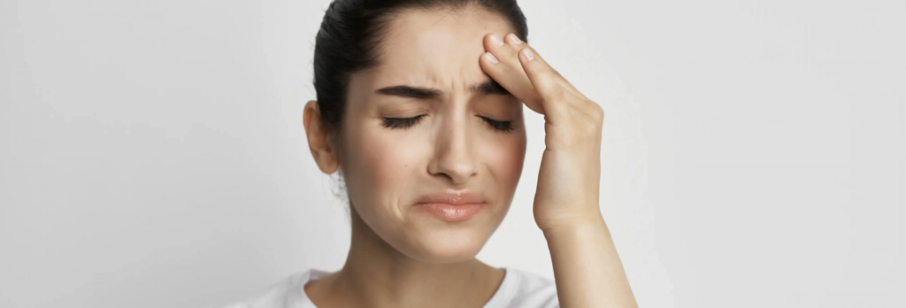 Girl in pain from amphetamine addiction
